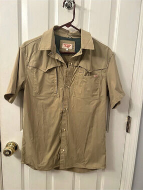 Seager Short Sleeve Button Down in Brown Size Small